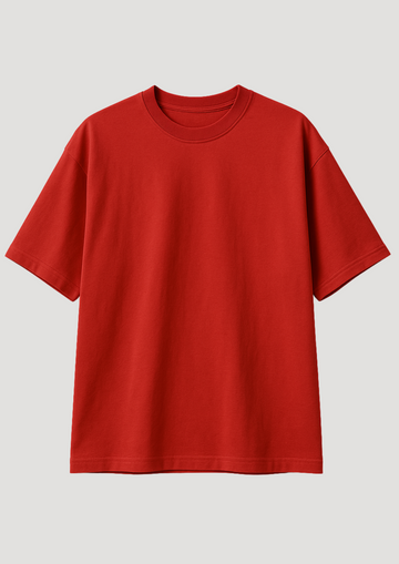 Red Edge Terry Cotton Oversized T-Shirt