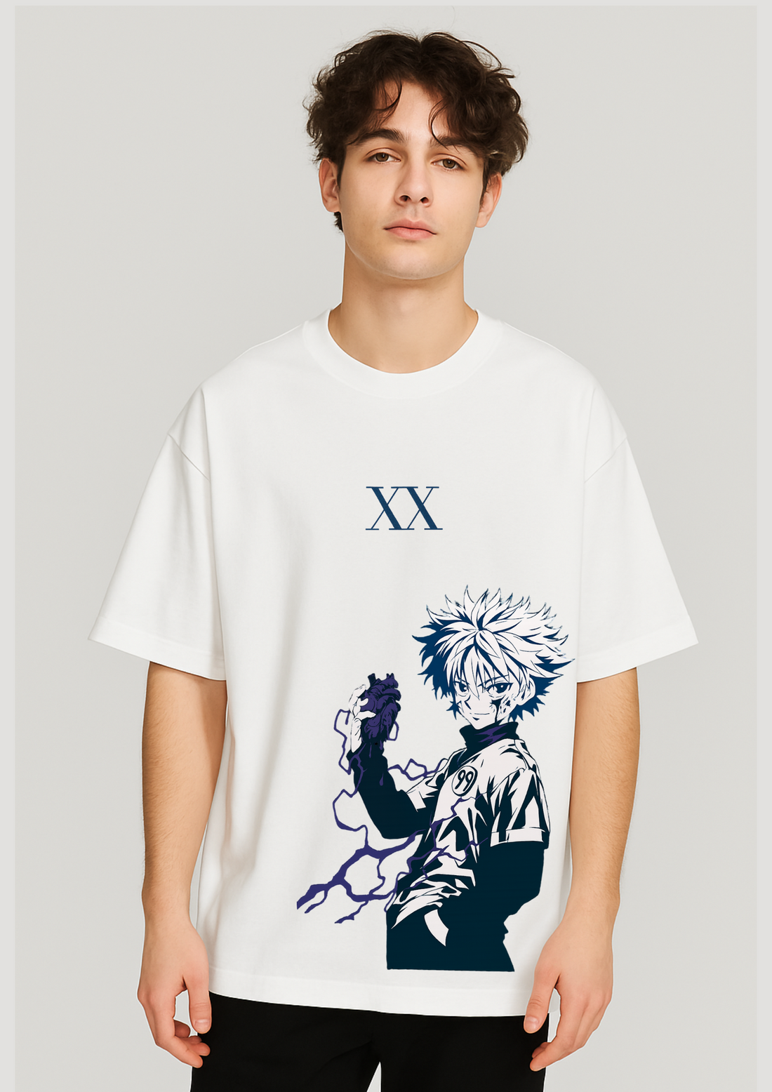 Killua XX Premium White Oversized T-Shirt